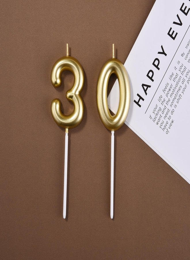 Qj-solar 2.35 Inch Gold 30 Birthday Candles, 3D Diamond Number 30th Cake Topper for Boys Girls Birthday Party Decorations Theme Party - Image 3